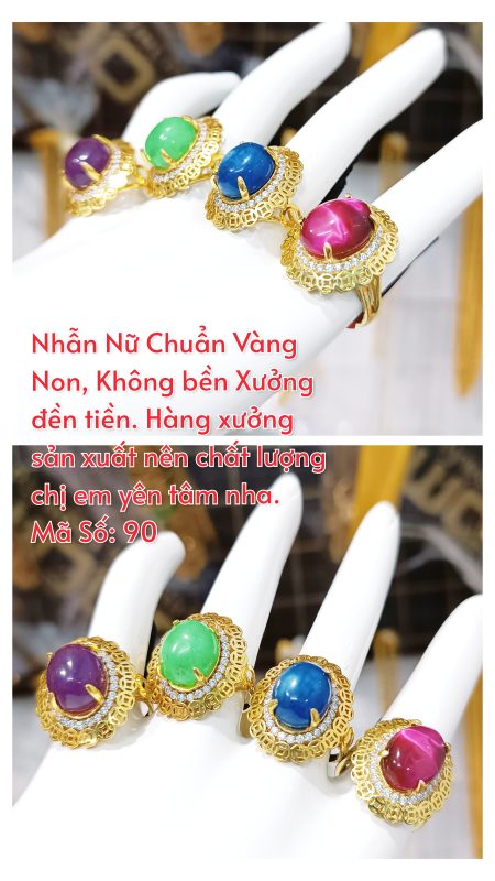Nhẫn nữ ngọc Ruby đủ màu_ Mã 90