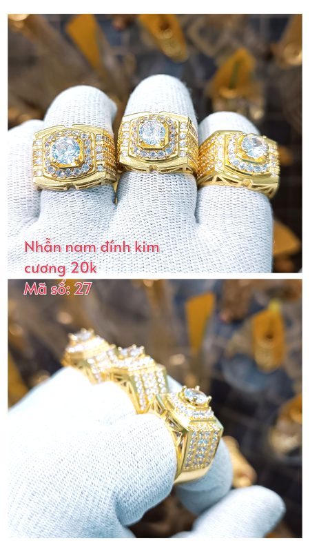 Nhẫn nam đính kim cương 20k_Mã 27