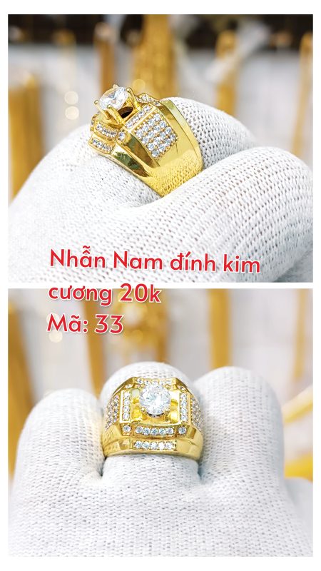 Nhẫn nam đính kim cương 20k_Mẫu 33