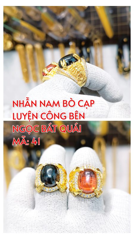 Nhẫn nam bò cạp luyện công bên ngọc bát quái_Mã 41