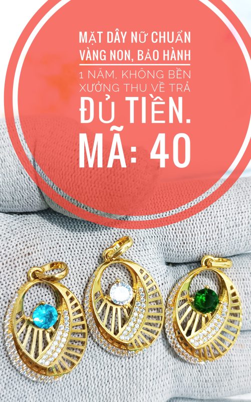 Mặt dây nữ lưới đính đá đủ màu_ Mã 40