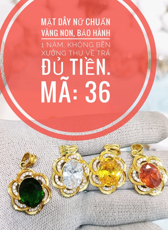 Mặt dây nữ hoa mai đủ màu_ Mã 36