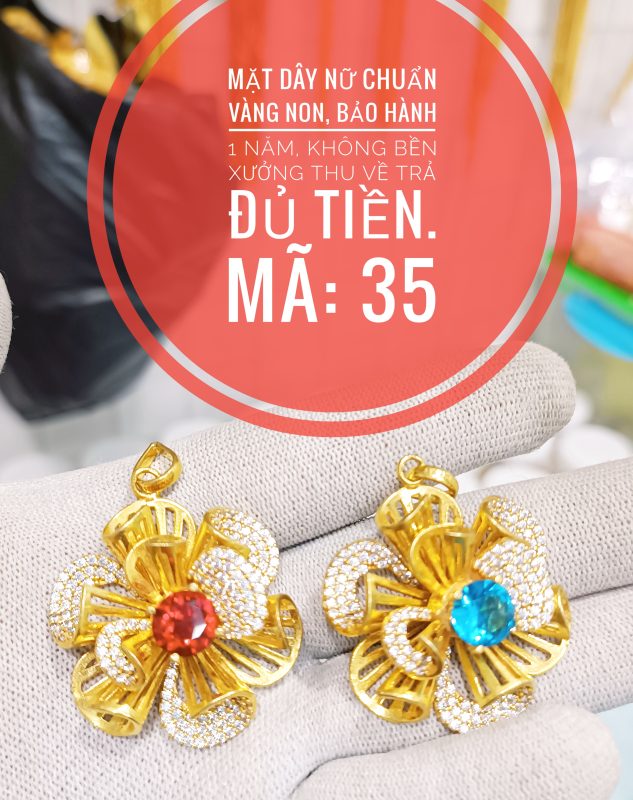 Mặt dây nữ hoa đính đá đủ màu_ Mã 35