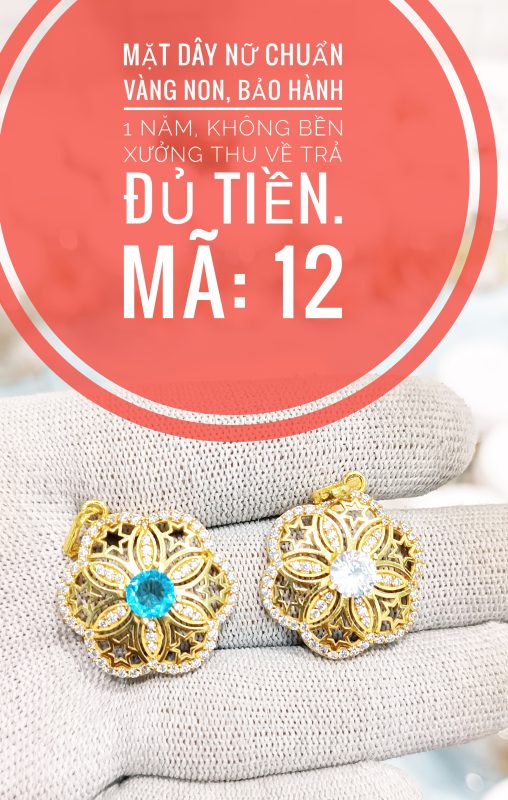 Mặt dây nữ đính đá đủ màu_ Mã 12