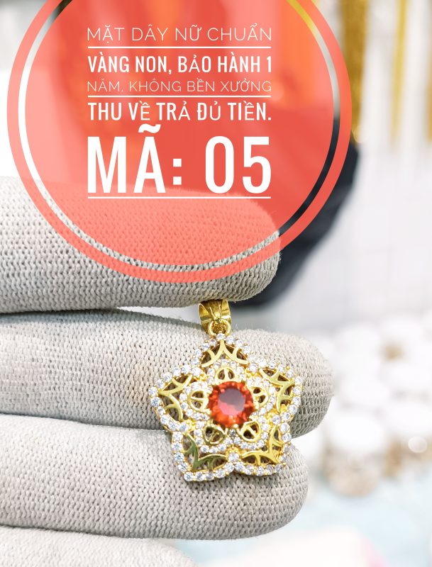 Mặt dây hoa đính đá_Mã 05