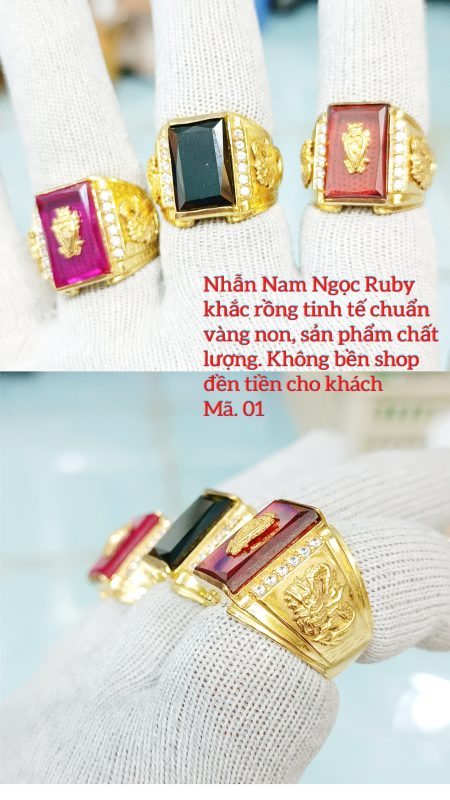 Nhẫn nam ngọc Ruby khắc rồng tinh tế_Mã 01