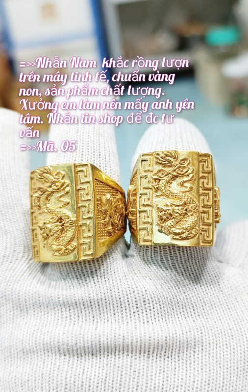 Nhẫn nam khắc Rồng lượn trên mây tinh tế_Mã 05