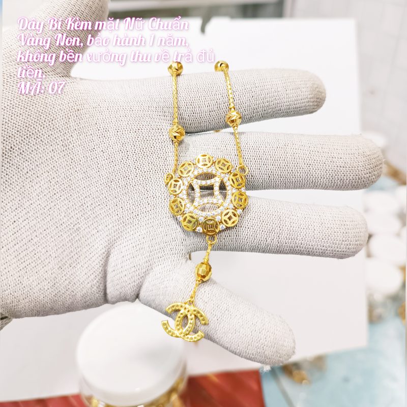 Dây bi nữ kèm mặt kim tiền đính đá_ Mã 07