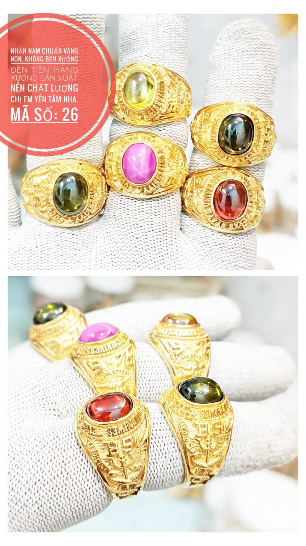 Nhẫn nam đính ngọc tròn