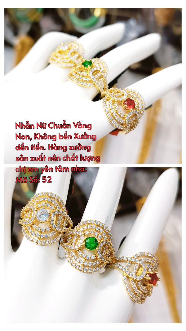 Nhẫn nữ đính đá đủ màu_ Mã 52