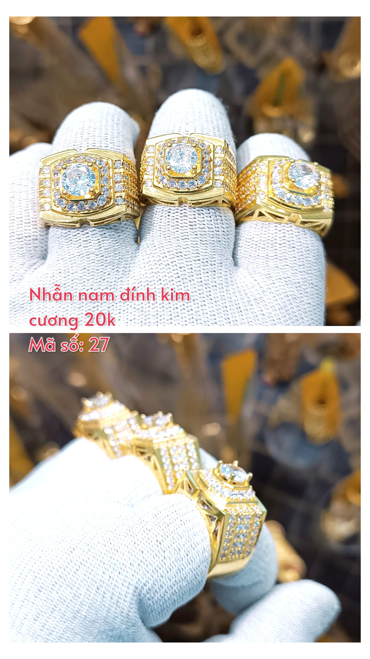 Nhẫn nam đính kim cương 20k_Mã 27-01 Nhẫn nam đính kim cương 20k_Mã 27