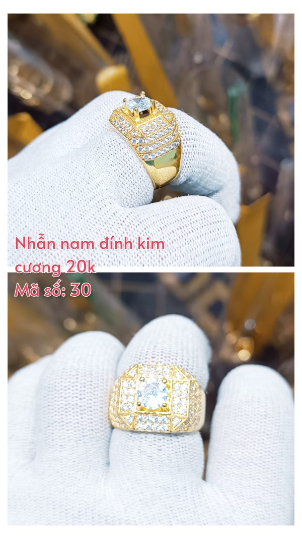 Nhẫn nam đính kim cương 20K_Mã 30