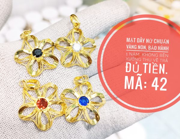 Mặt dây hoa 5 cánh đính đá đủ màu_Mã 42