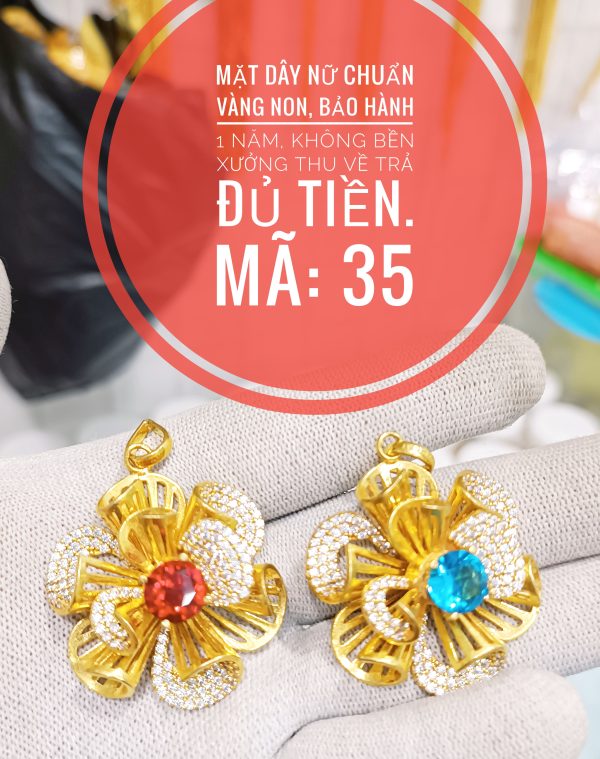 Mặt dây nữ hoa đính đá đủ màu_ Mã 35
