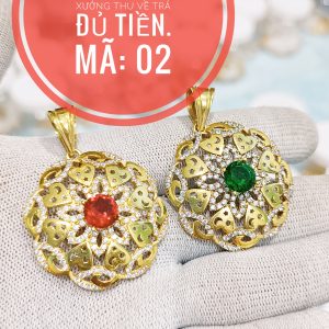 Mặt dây tim đan lá đính đá_ Mã 02