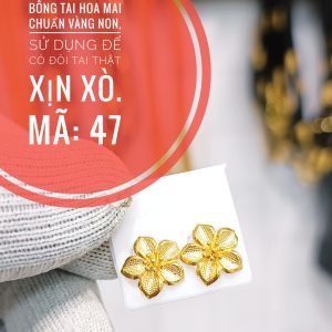 Bông tai hoa mai lưới_ Mã 47