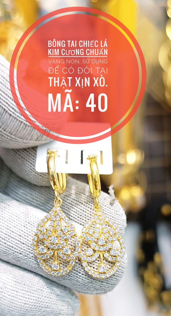 Bông tai chiếc lá kim cương_ Mã 40