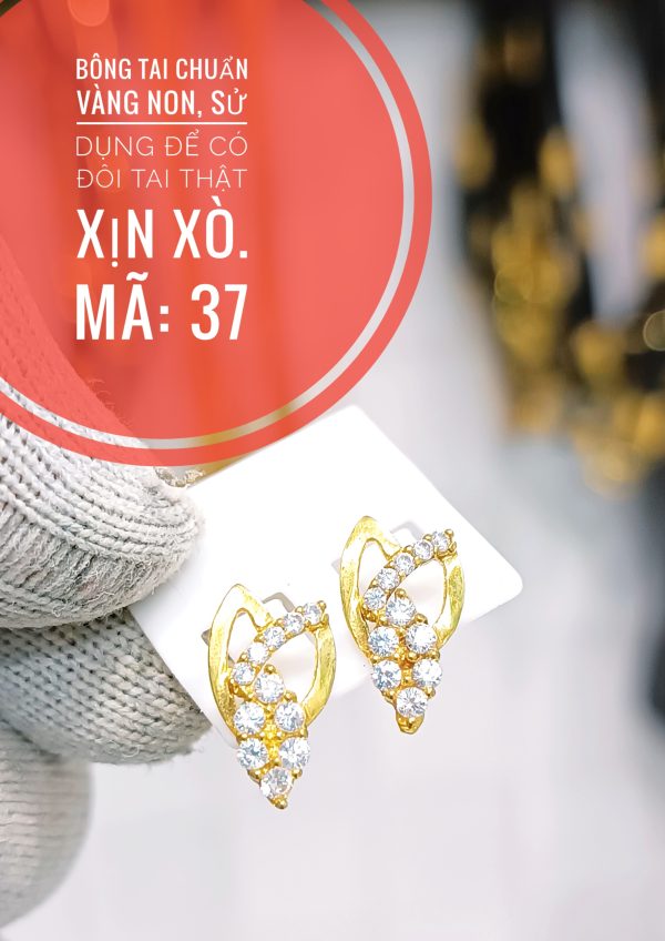 Bông tai 2 cánh hoa đính đá_ Mã 37