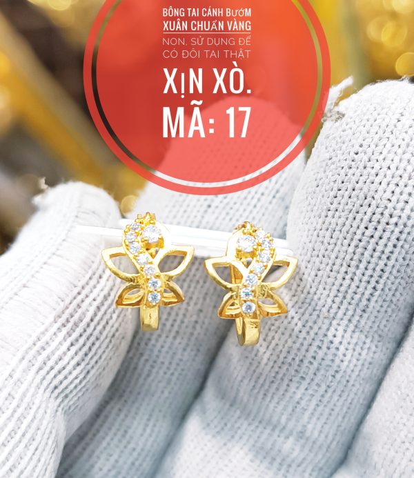 Bông tai cánh bướm mùa xuân đính đá_ Mã 17