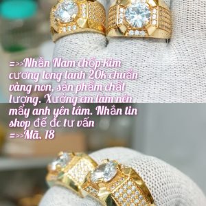 Nhẫn nam chóp kim cương 20K long lanh_Mã 18